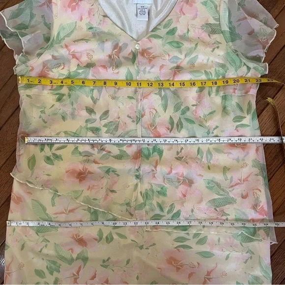 Vintage Fairy Floral Print Pastel Butter Yellow Dress 16 Romantic Faerie Dreamy - Picture 8 of 9